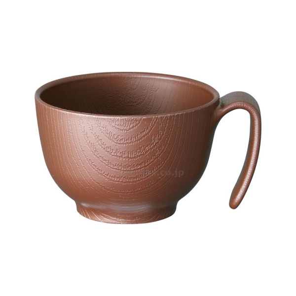 [E1612] 木目　持ちやすい茶碗ハンドル付/NBLS1H　ブラウン